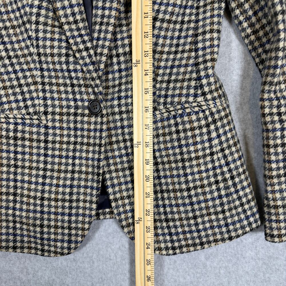 J Crew Campbell Blazer Houndstooth Moon Wool Elbow Patches Womens 0 Equestrian - Picture 9 of 13